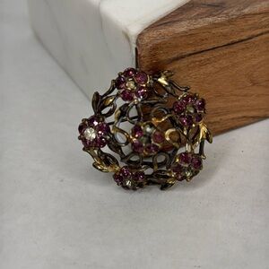 Antique MCM floral brooch purple lot B30